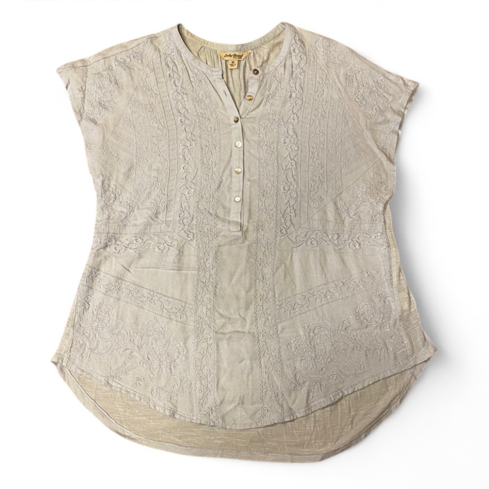 Lucky Brand Light Blue Embroidered Blouse